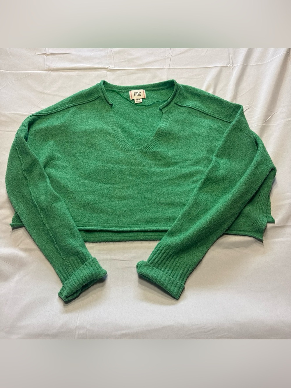 BDG Emerald Green V-Neck Cropped Sweater